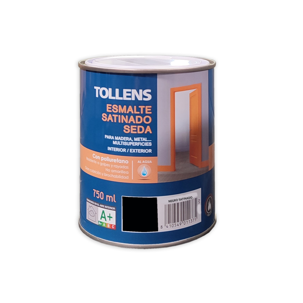 Esmalte Al Agua De Poliuretano Satinado Seda Tollens 750 Ml