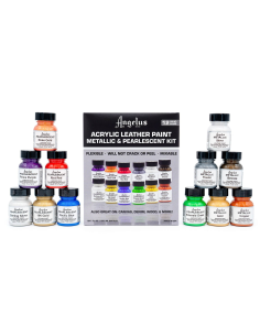 Set Pintura Para Cuero Angelus Metalizados Y Perlados Kit 12 Colores