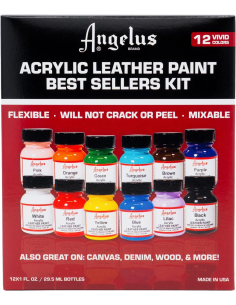 Set Pintura Para Cuero Angelus Best Seller Kit 12 Colores