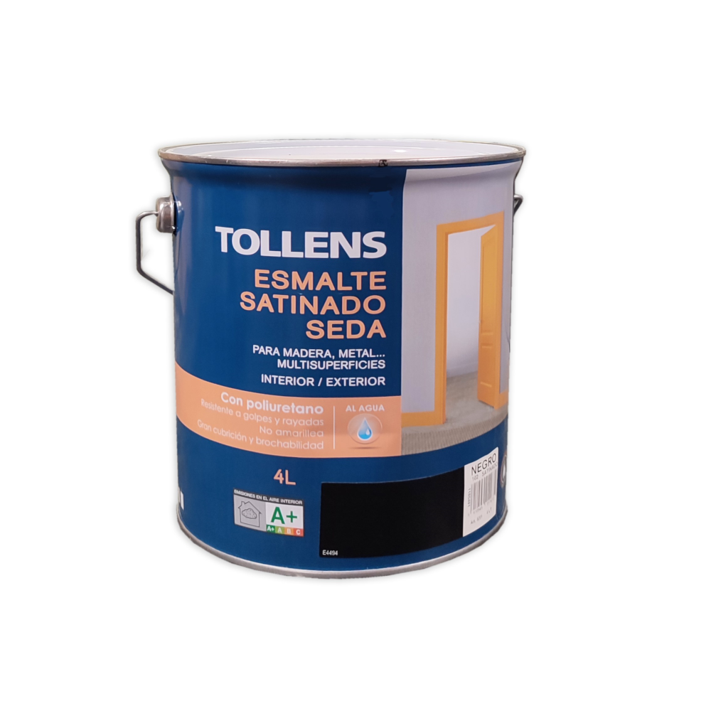 Esmalte Al Agua De Poliuretano Satinado Seda Tollens 4 Lt
