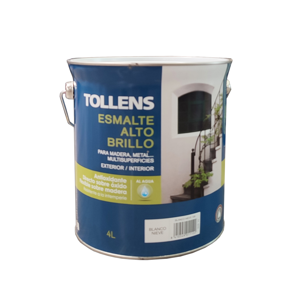 Esmalte Al Agua Alto Brillo Tollens 4 Lt