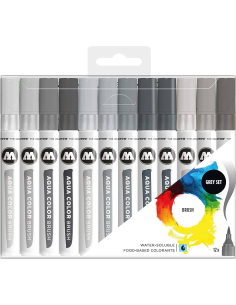 Pack 12 Rotuladores Aqua Color Brush Grises