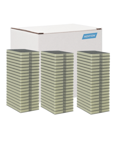 Caja 60 Esponjas Lija Doble Cara Norton P60 Grueso 123X98X12,5 Mm