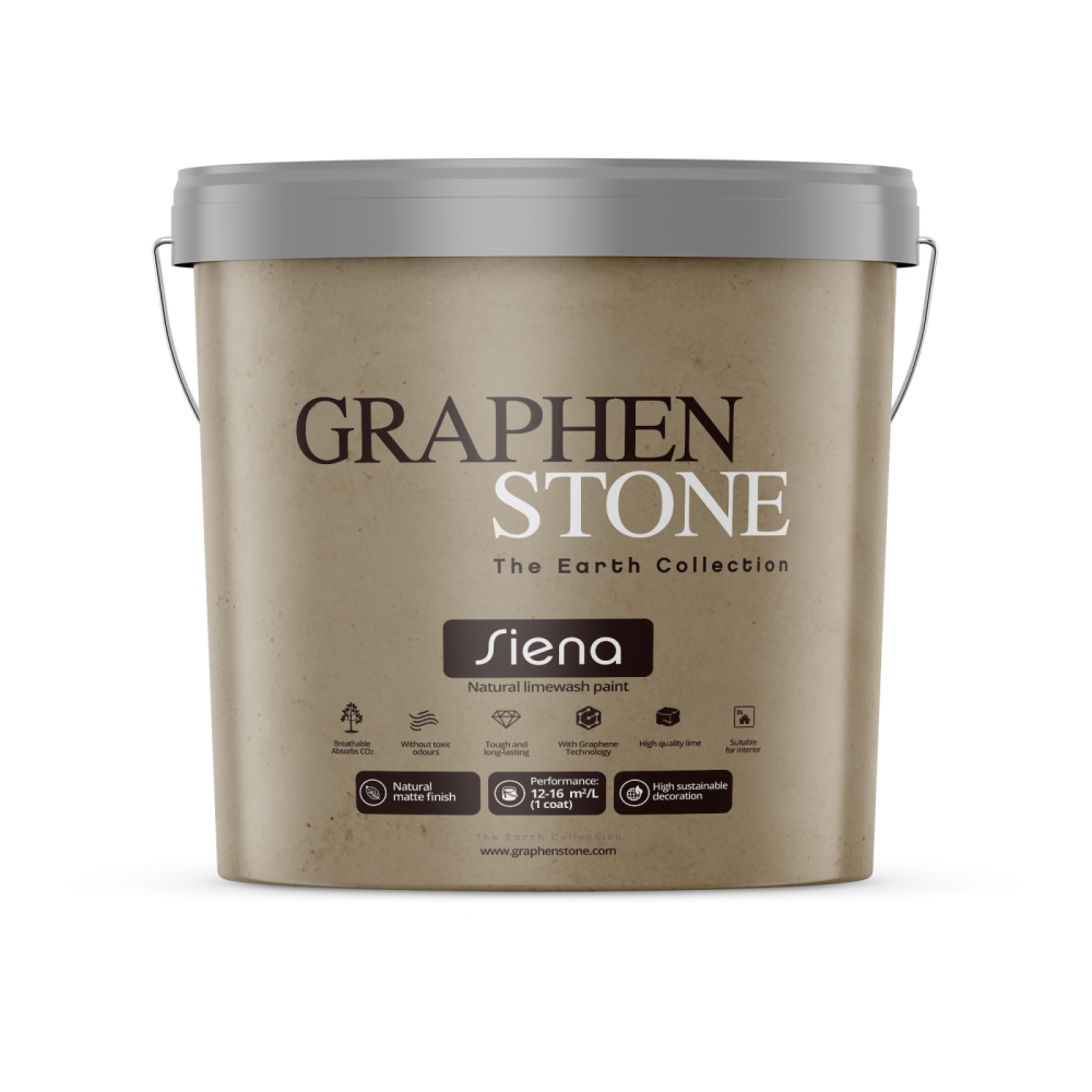 Pintura a la Cal Ecológica Efecto Limewash Siena Graphenstone 4 Lt
