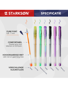 SET 100 Bolígrafos de Gel y Purpurina Starkson