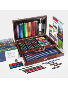 Estuche de Madera Completo con 141 Piezas para Dibujo Starkson
