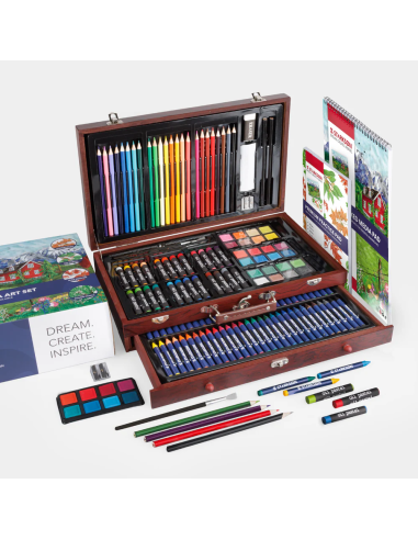 Estuche de Madera Completo con 141 Piezas para Dibujo Starkson
