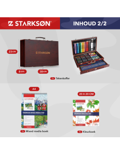 Estuche de Madera Completo con 141 Piezas para Dibujo Starkson