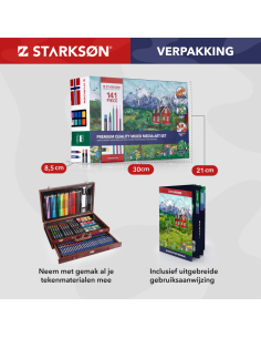 Estuche de Madera Completo con 141 Piezas para Dibujo Starkson