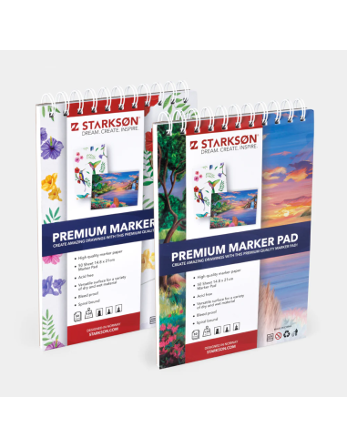 Set 2 Cuadernos para Rotuladores, Pintura y Lázpices  A5 Starkson