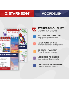 Set 2 Cuadernos para Rotuladores, Pintura y Lázpices  A5 Starkson