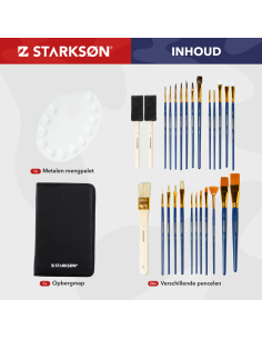 Estuche con 28 Pinceles y Brochas Starkson