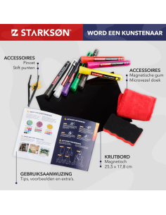 SET 36 Piezas con 32 Rotuladores de Tiza para Pizarra y Vidrio Starkson