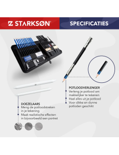SET 41 Piezas de Lápices de Dibujo con Carboncillo y Grafito Starkson