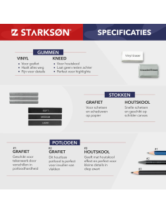 SET 41 Piezas de Lápices de Dibujo con Carboncillo y Grafito Starkson