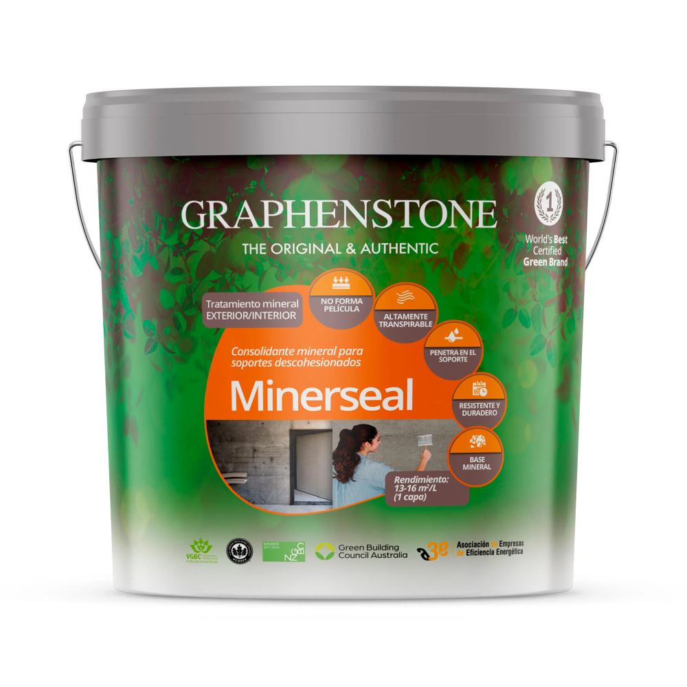 Tratamiento Sellador Consolidante Mineral Minerseal Graphenstone 15 Lt