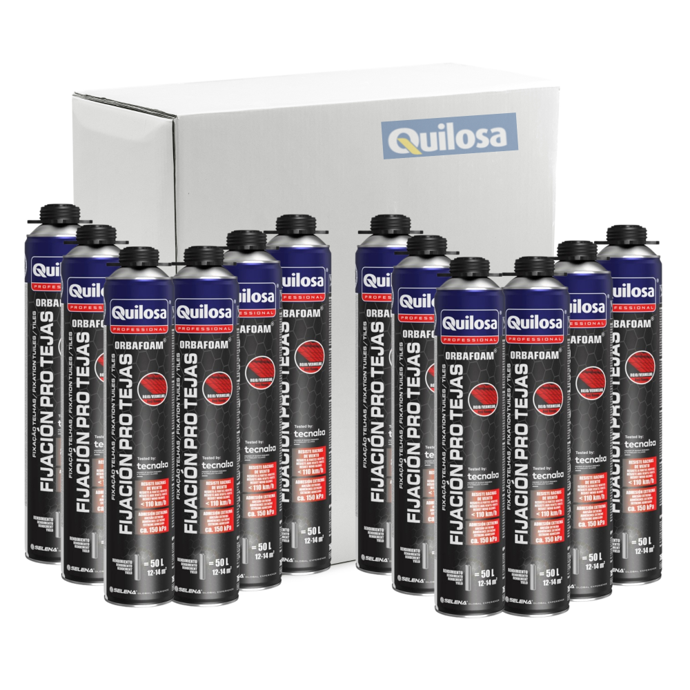 Caja 12 Uds Espuma Tejas Pistola Orbafoam Gris quilosa 650 Ml