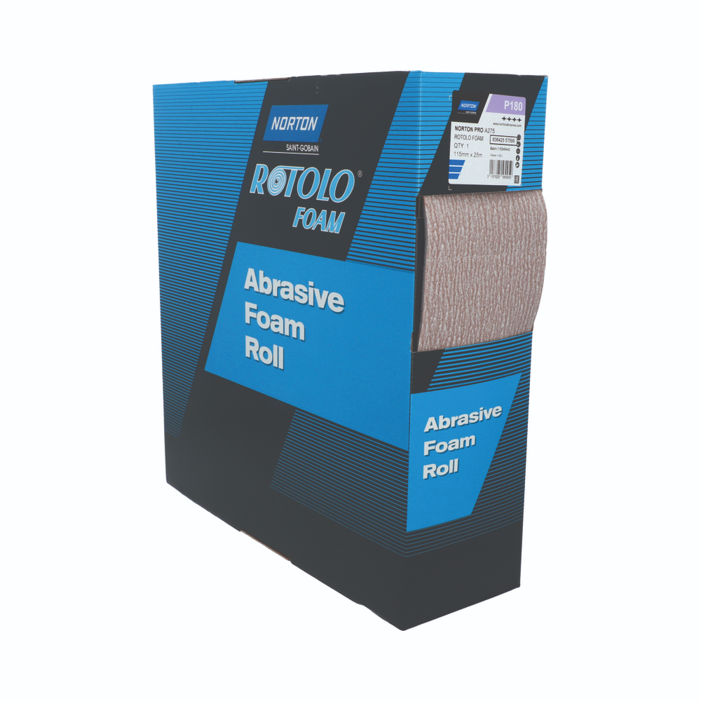 Rollo de Hojas de Lija Precortadas Foam Norton A275 115x25 Mts P180