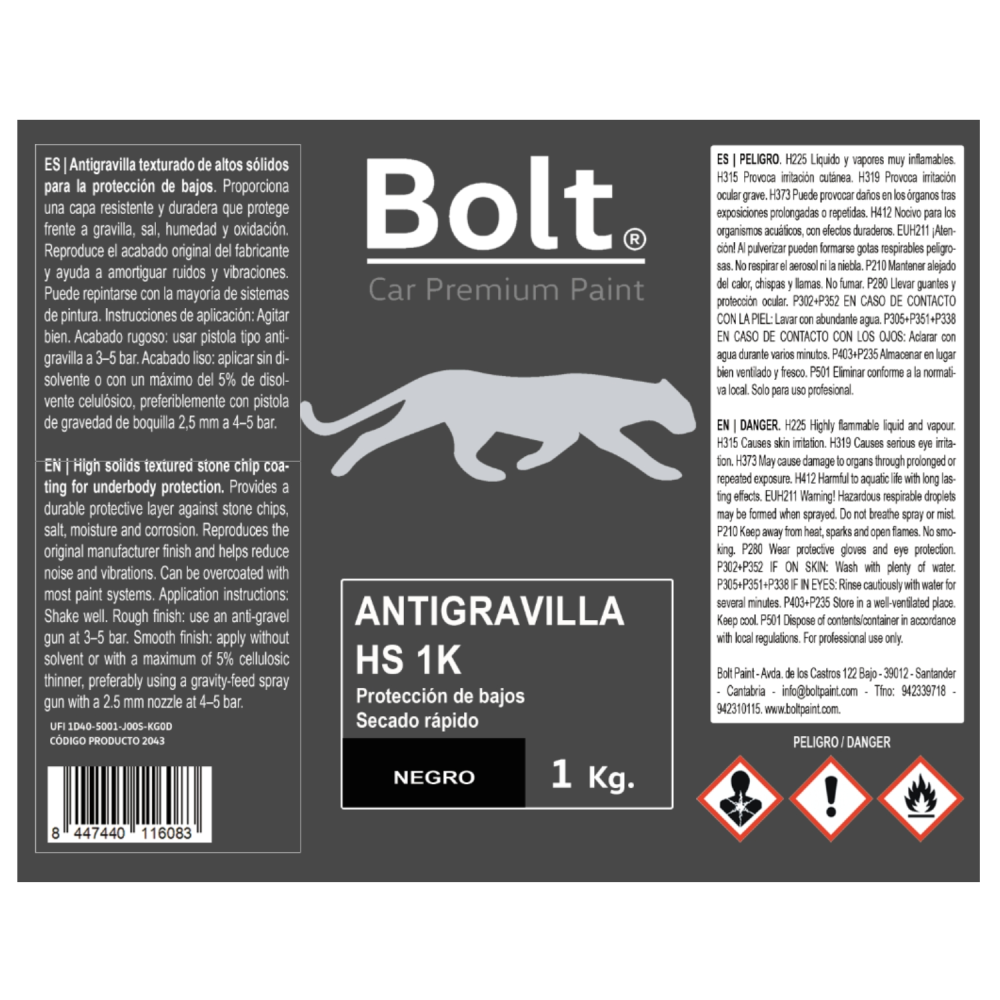 Pintura Antigravilla Hs Negro Bolt 1 Kg