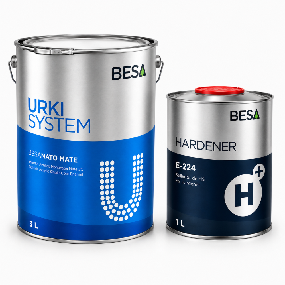 Pintura Monocapa Acrilica Mate 2 Comp. Besa-Nato 3:1 Carta Ral 3 Lt + 1 Lt