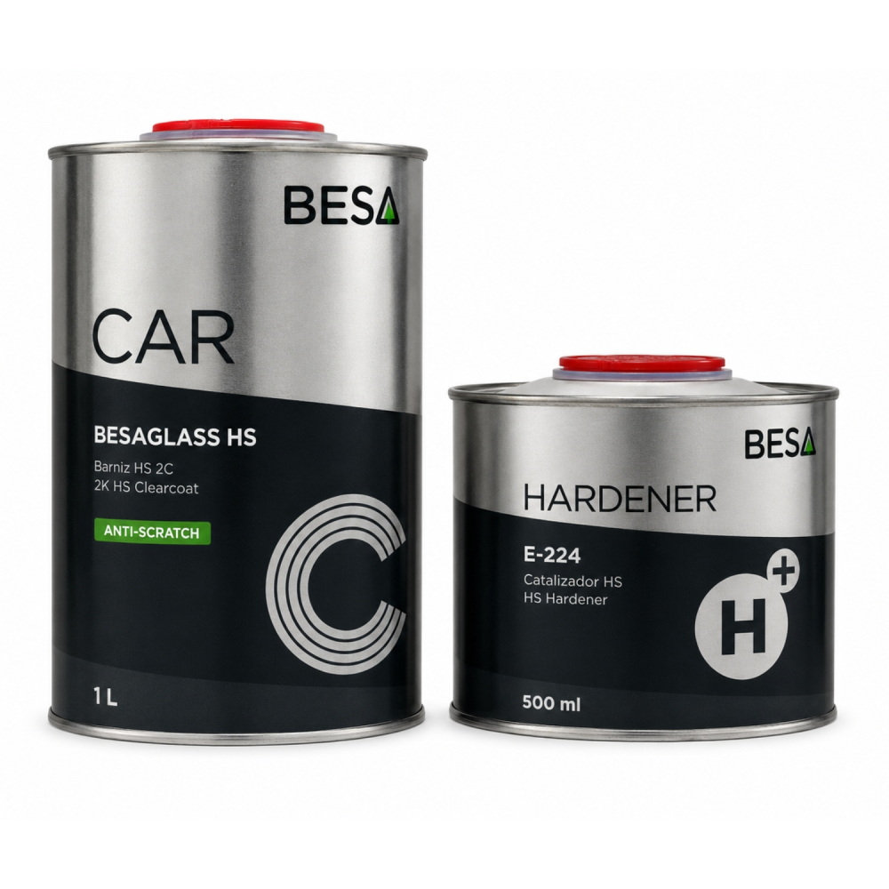 Kit Barniz Hs 2:1 Anti-Scratch 2K Besaglass + Catalizador E-224 1,5 Lt