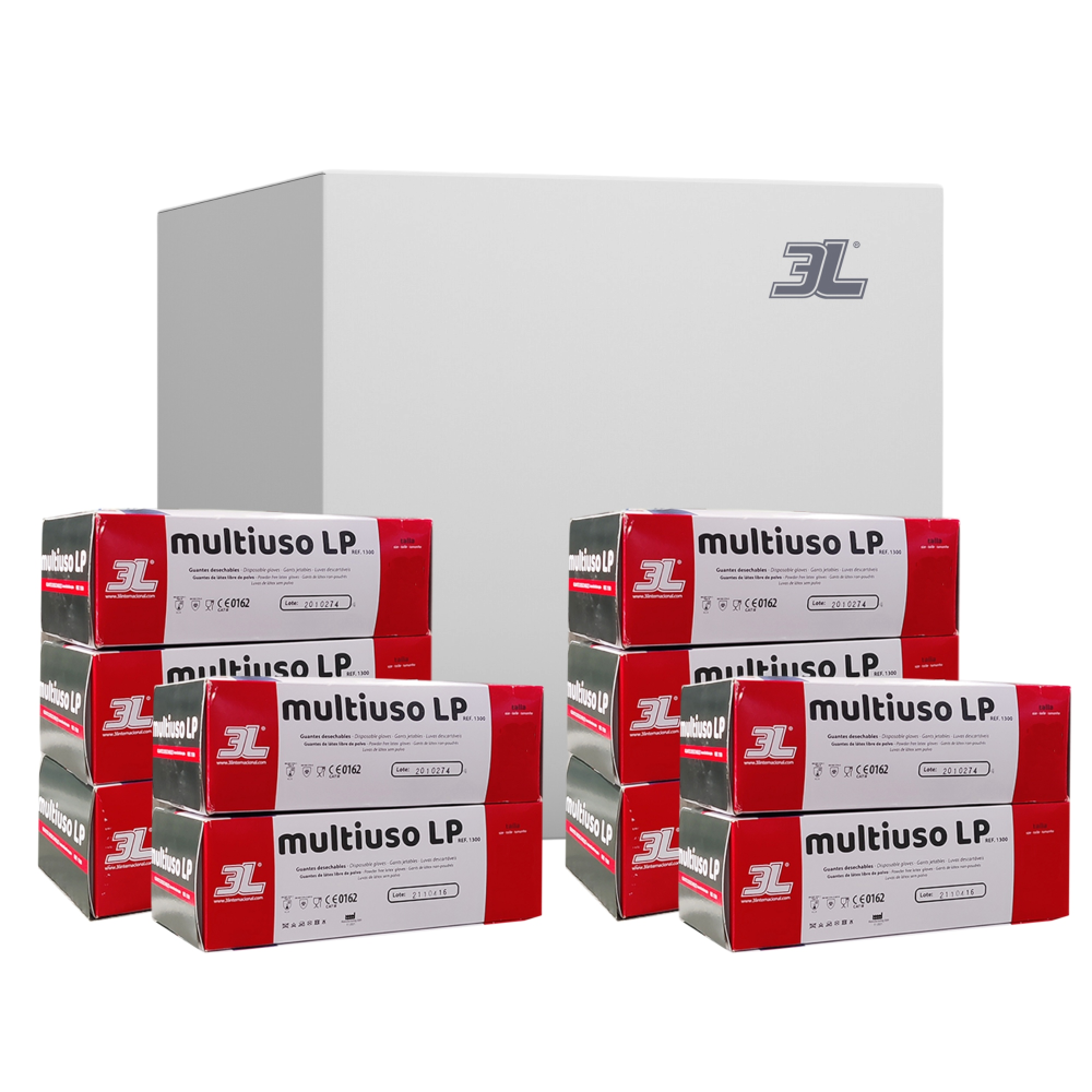 Pack 10 Cajas Guantes De Látex Extra Fuertes Multiuso LP 50 Uds. Talla XL