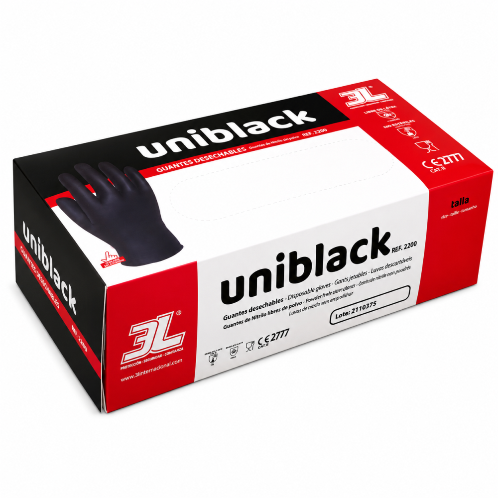 Guantes De Nitrilo Uniblack 100 Uds. Talla XL