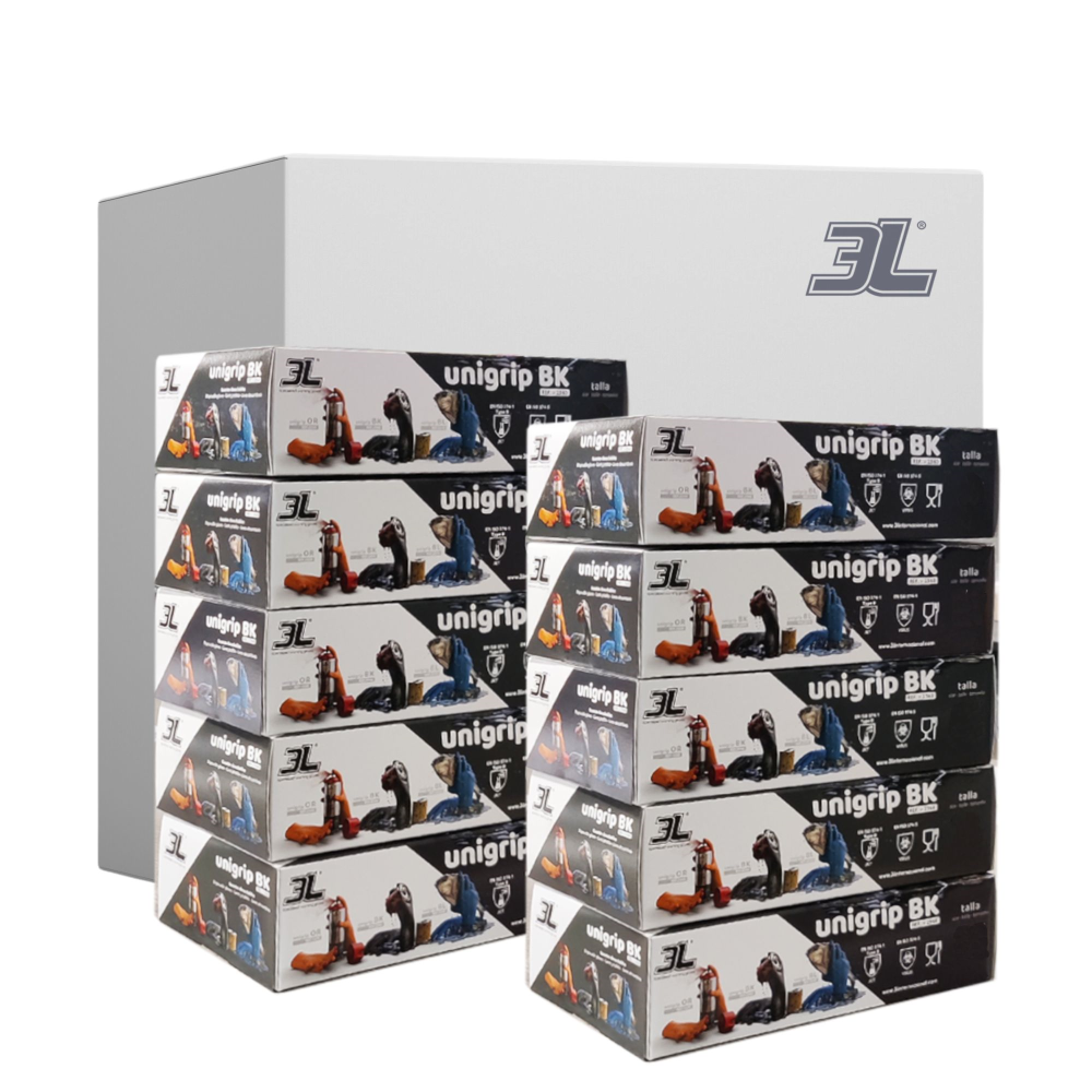 Pack 10 Cajas Guantes De Nitrilo Texturizado Unigrip Bk 50 Uds. Talla M