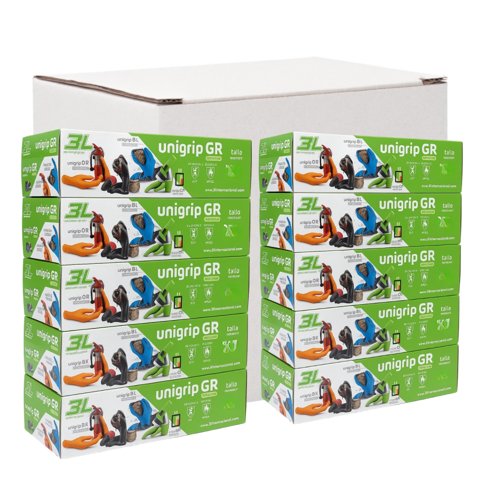 Pack 10 Cajas Guantes De Nitrilo Texturizado Unigrip GR 50 Uds. Talla M
