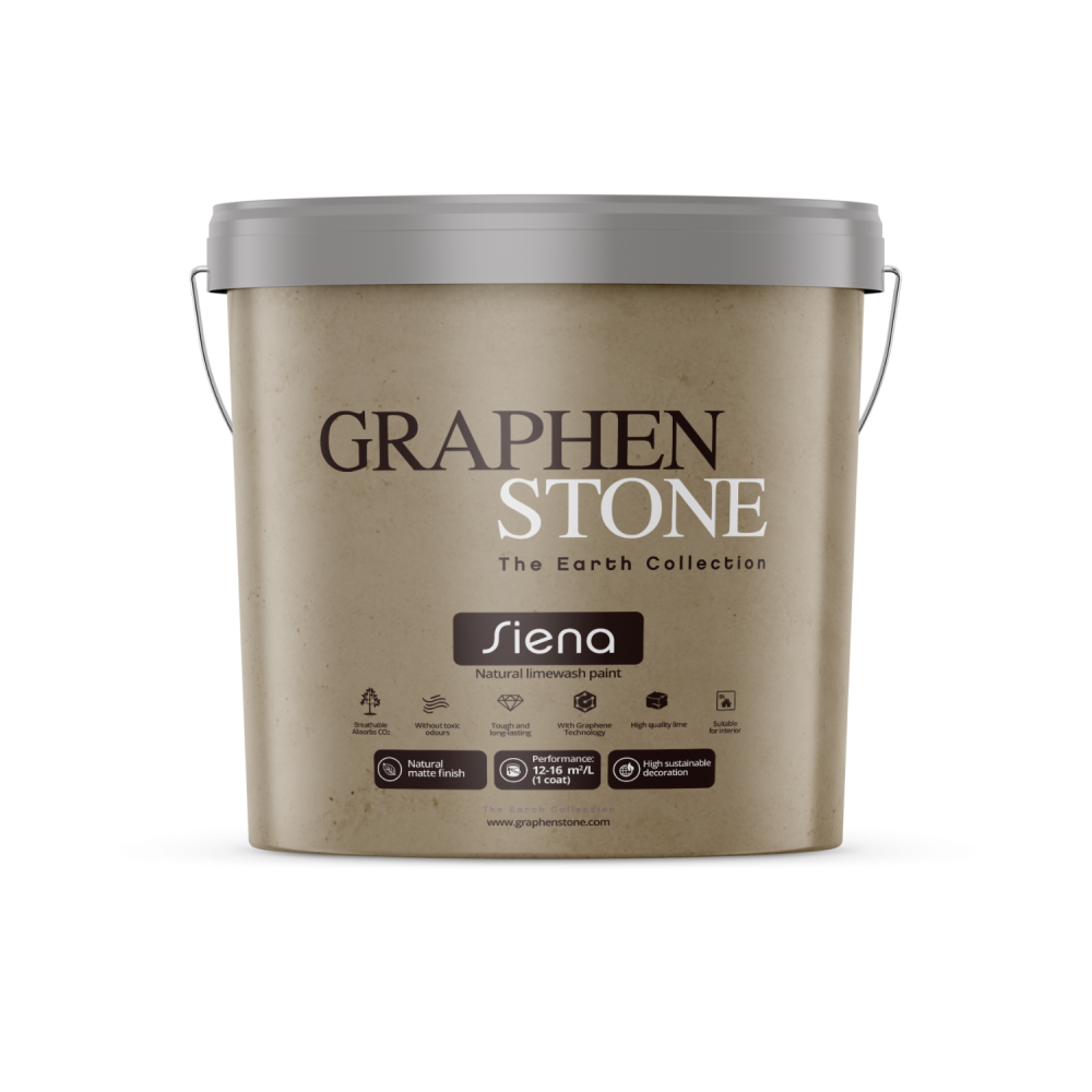 Pintura a la Cal Ecológica Efecto Limewash Siena Graphenstone Base 11,25 Lt