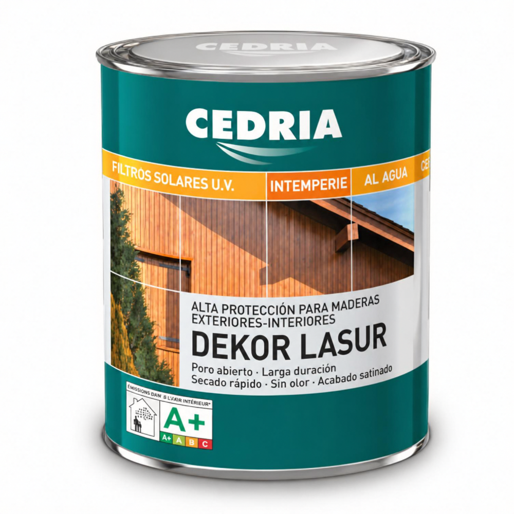 Cedria Dekor Lasur Al Agua Protector Satinado 4 Lt