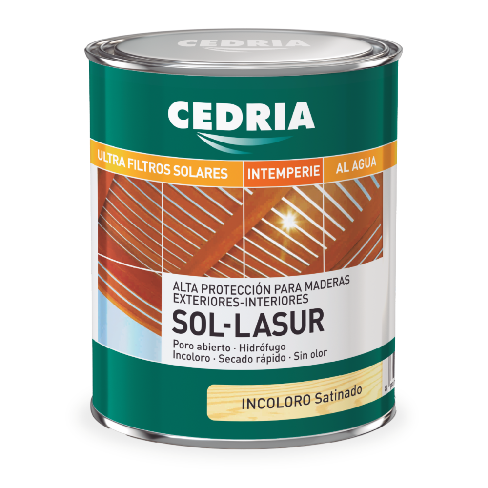 Cedria Sol Lasur Satinado Incoloro Al Agua UV 750 Ml