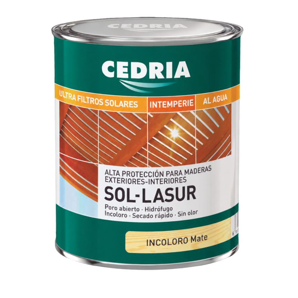 Cedria Sol Lasur Mate Incoloro Al Agua UV 4 Lt