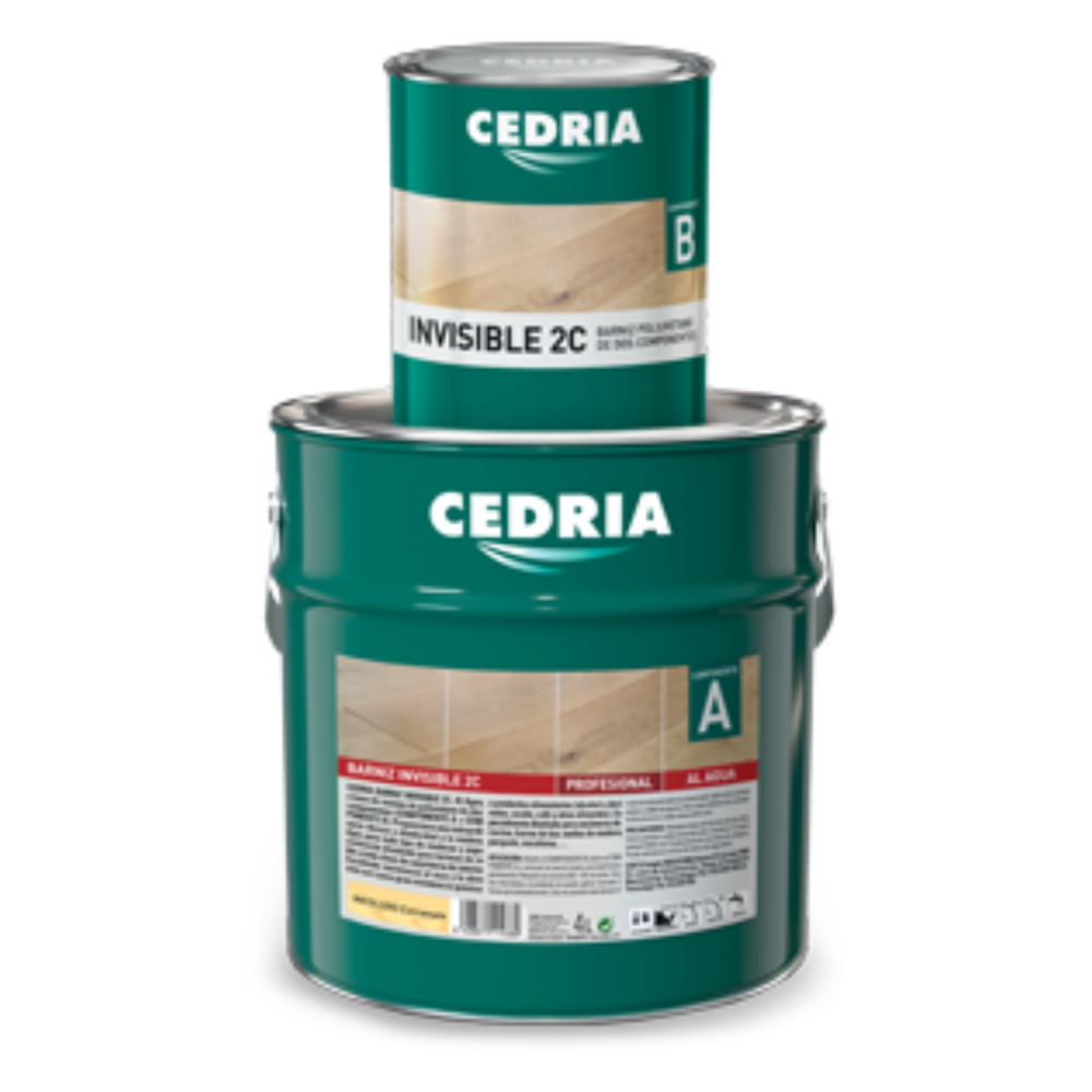 Cedria Barniz Poliuretano 2K Invisible Al Agua Satinado 4 Lt + 1 Lt
