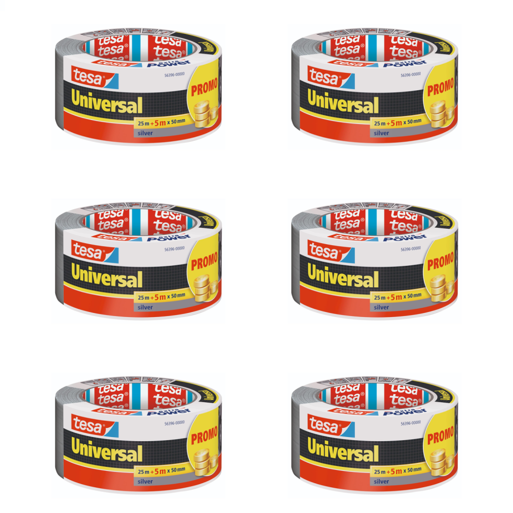 Tesa Pack 6 uds Cinta Americana Universal Plata 50 Mm X 30 Mts